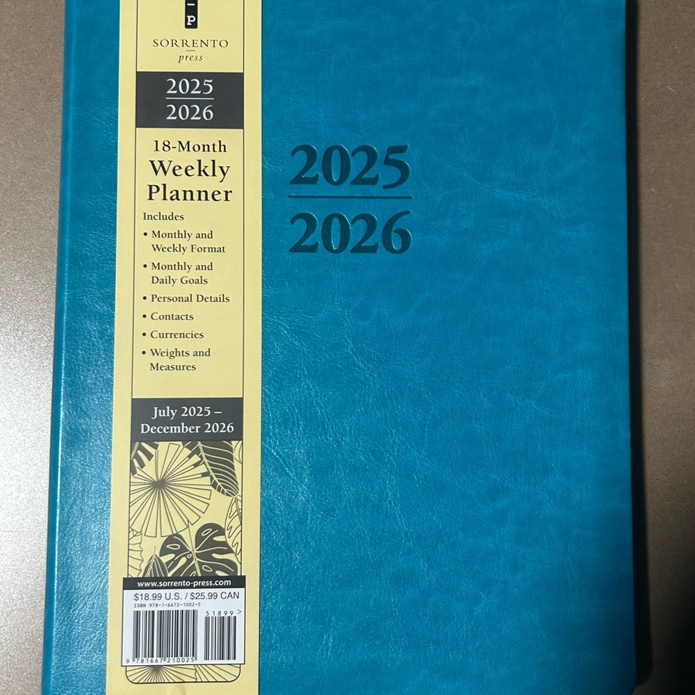 Sorrento Press Blue-Teal 18-Month Weekly Planner